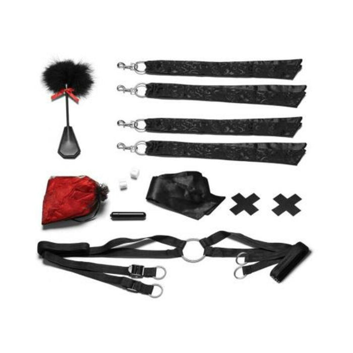 Night Of Romance Satin Cuffs With Rose Petals 6-piece Bedspreader Set | cutebutkinky.com