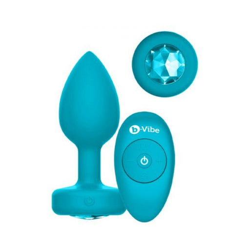 B-vibe Vibrating Jewels - Remote Control - Rechargeable - Aquamarine (s/m) | cutebutkinky.com