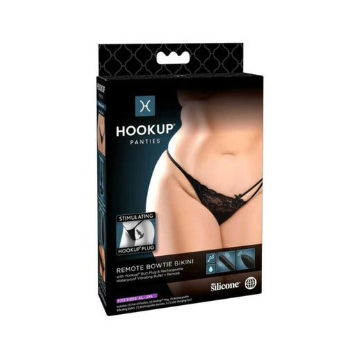 Hookup Remote Bowtie Bikini Black Fits Size Xl-xxl | cutebutkinky.com