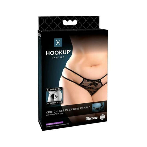 Hookup Crotchless Pleasure Pearls Black Fits Size Xl-xxl | cutebutkinky.com