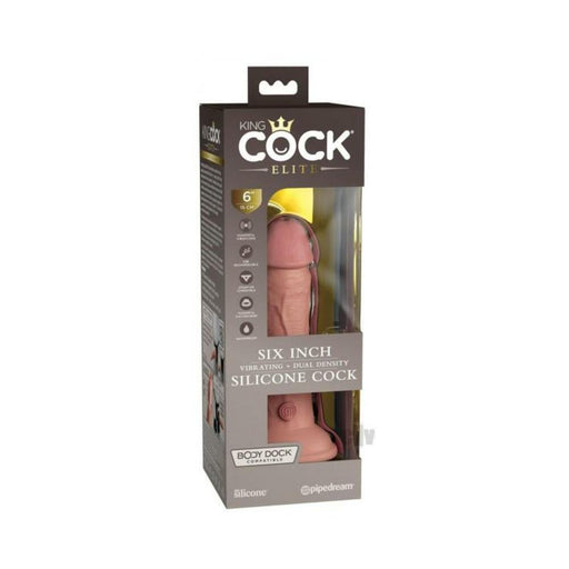 King Cock Elite Vibrating Silicone Dual-density Cock 6 In. Light | cutebutkinky.com