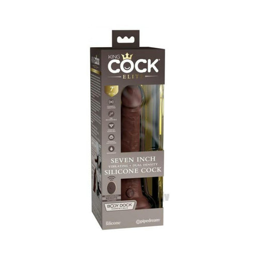King Cock Elite Vibrating Silicone Dual-density Cock With Remote 7 In. Brown | cutebutkinky.com