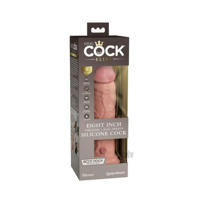 King Cock Elite Vibrating Silicone Dual-density Cock 8 In. Light | cutebutkinky.com