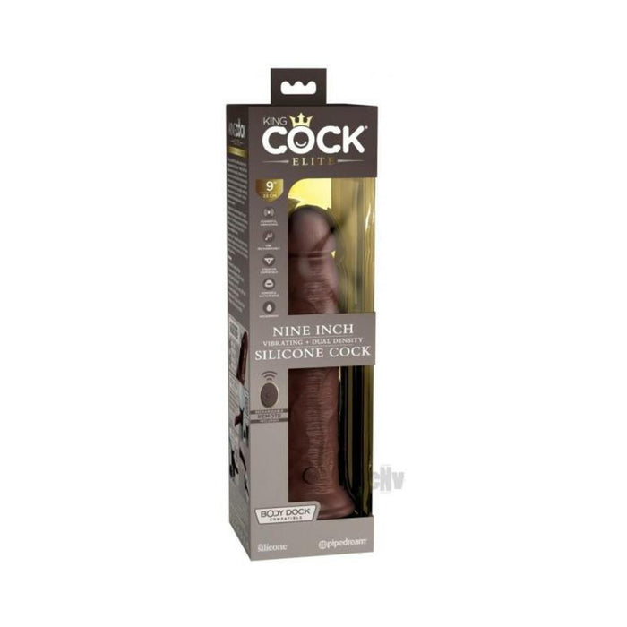 King Cock Elite Vibrating Silicone Dual-density Cock With Remote 9 In. Brown | cutebutkinky.com