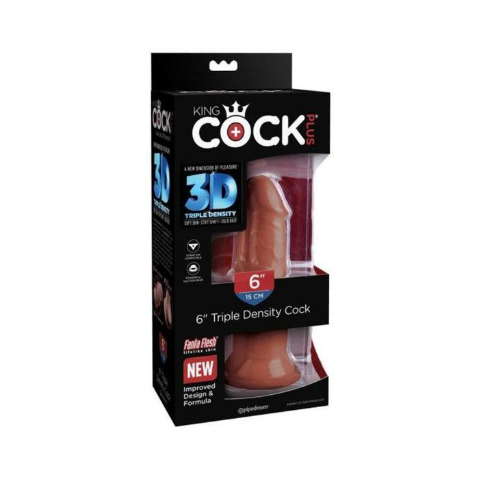King Cock Plus 6 In. Triple Density Cock Brown | cutebutkinky.com