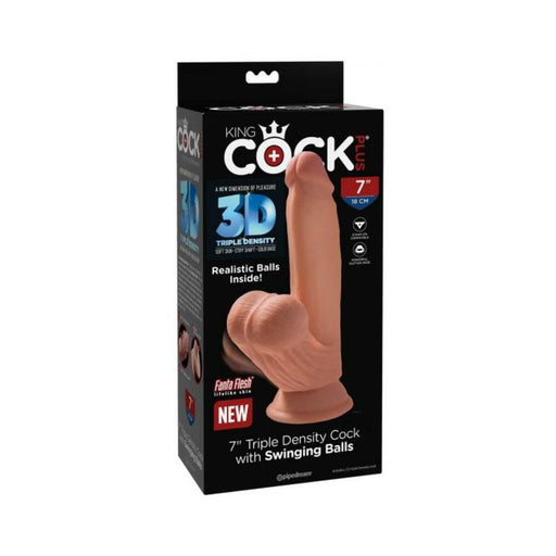 King Cock Plus 7 In. Triple Density Cock With Swinging Balls Tan | cutebutkinky.com