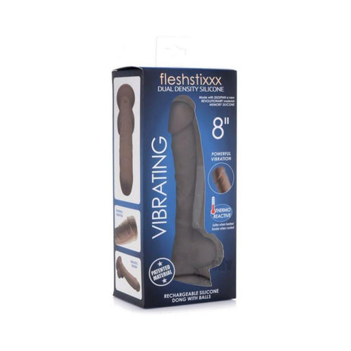 Fleshstixxx Vibrating Rechargeable Dong 8 In. Brown | cutebutkinky.com