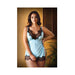 Curve Elise Lace Trimmed Chemise With Matching G-string 3x/4x Powder Blue | cutebutkinky.com