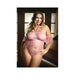 Curve Annabelle Halter Tie Stretch Lace Bodysuit With  Snap Crotch Closure 1x/2x Rose Pink | cutebutkinky.com