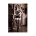 Sheer Power Moves Cutout Net Dress With Attached Gartered Stockings And Stud Detail Qs Black | cutebutkinky.com