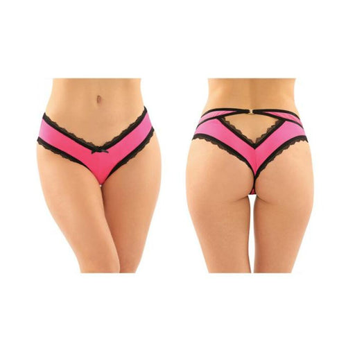 Dahlia Cheeky Hipster Panty With Lace Trim And Keyhole Cutout 6-pack S/m Pink | cutebutkinky.com