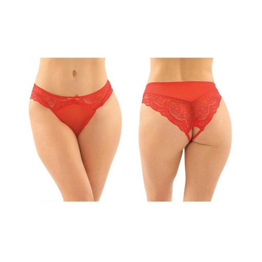 Cassia Crotchless Lace And Mesh Panty 6-pack L/xl Red | cutebutkinky.com