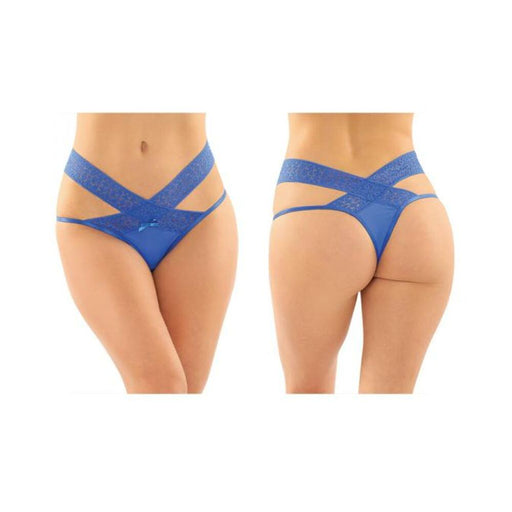 Daphne Microfiber Brazilian-cut Panty With Criss-cross Lace Waistband 6-pack L/xl Royal | cutebutkinky.com
