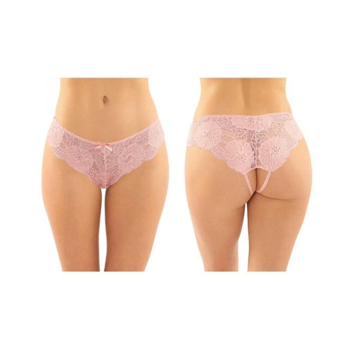 Poppy Crotchless Floral Lace Panty 6-pack S/m Pink | cutebutkinky.com