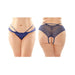 Posey Strappy Lace And Microfiber Crotchless Panty 6-pack Q/s Navy | cutebutkinky.com