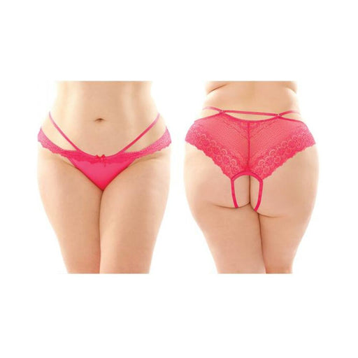 Posey Strappy Lace And Microfiber Crotchless Panty 6-pack Q/s Pink | cutebutkinky.com