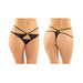 Jasmine Strappy Lace Thong With Front Keyhole Cutout 6-pack S/m Black | cutebutkinky.com