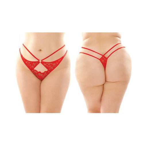 Jasmine Strappy Lace Thong With Front Keyhole Cutout 6-pack Q/s Red | cutebutkinky.com