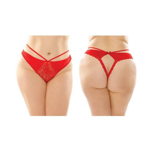 Kalina Strappy Microfiber And Lace Thong With Back Cutout 6-pack Q/s Red | cutebutkinky.com
