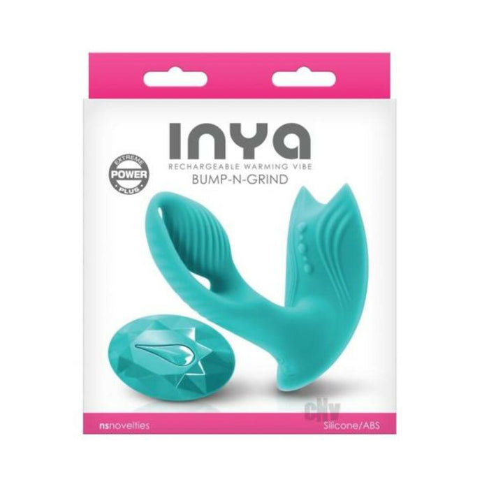 Inya Bump-n-grind Rechargeable Warming Dual Stimulator - Teal | cutebutkinky.com