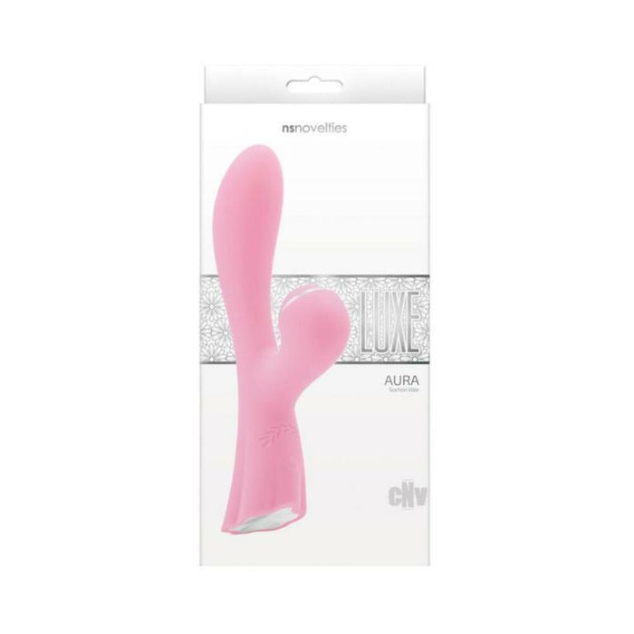 Luxe Aura Rechargeable Suction Dual Stimulator - Pink | cutebutkinky.com