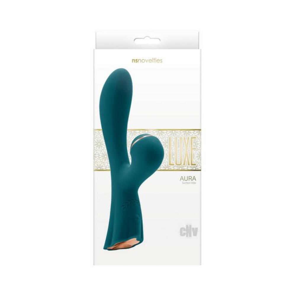 Luxe Aura Rechargeable Suction Dual Stimulator - Green | cutebutkinky.com