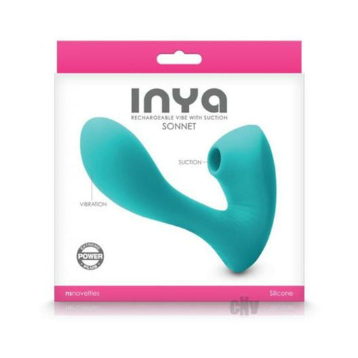 Inya Sonnet Suction Dual Stimulator Rechargeable Teal | cutebutkinky.com