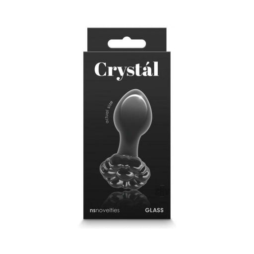 Crystal Flower Glass Anal Plug Black | cutebutkinky.com