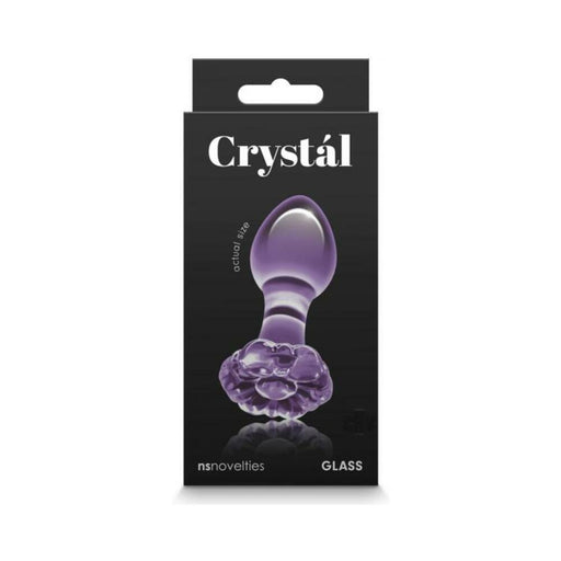 Crystal Flower Glass Anal Plug Purple | cutebutkinky.com