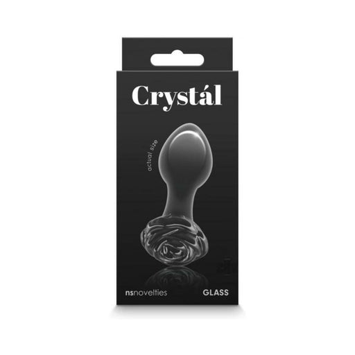 Crystal Rose Glass Anal Plug Black | cutebutkinky.com