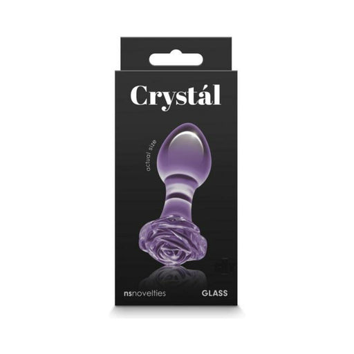 Crystal Rose Glass Anal Plug Purple | cutebutkinky.com