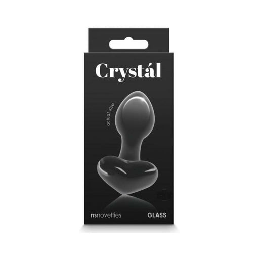 Crystal Heart Glass Anal Plug Black | cutebutkinky.com