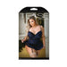 Tease Elle Floral Burnout Velvet Skirted Bustier, Matching Panty & Removable Garters Navy 3x/4x | cutebutkinky.com