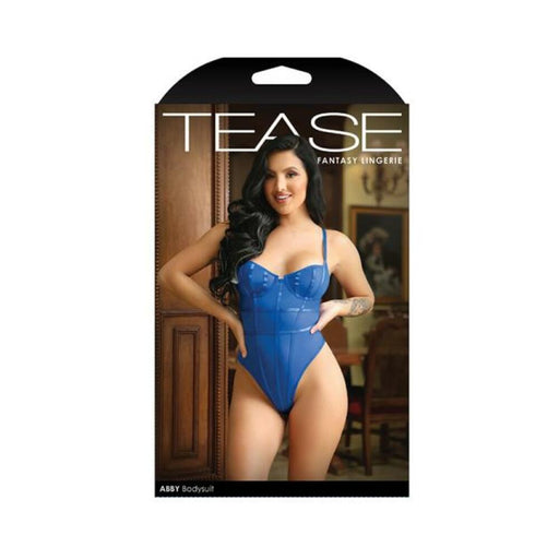 Tease Abby Bodysuit With Structured Elastic Detail, Thong-cut Back And Snap Closure Cobalt Blue S/m | cutebutkinky.com