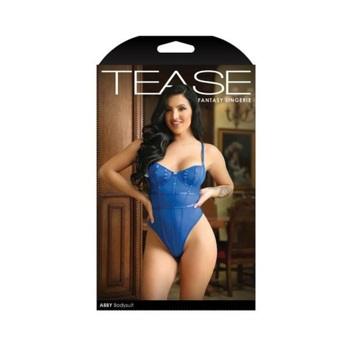 Tease Abby Bodysuit With Structured Elastic Detail, Thong-cut Back And Snap Closure Cobalt Blue S/m | cutebutkinky.com