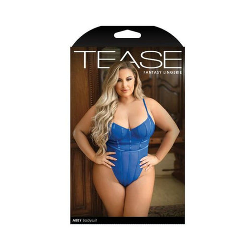 Tease Abby Bodysuit With Structured Elastic Detail, Thong-cut Back And Snap Closure Cobalt Blue 1x/2 | cutebutkinky.com