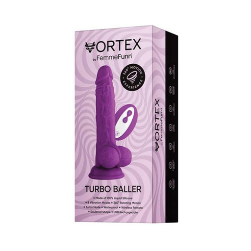 Femmefunn Vortex Turbo Baller 2.0 Rotating And Vibrating Dildo Purple | cutebutkinky.com