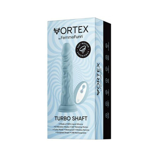 Femmefunn Vortex Turbo Shaft 2.0 Rotating And Vibrating Dildo Light Blue | cutebutkinky.com
