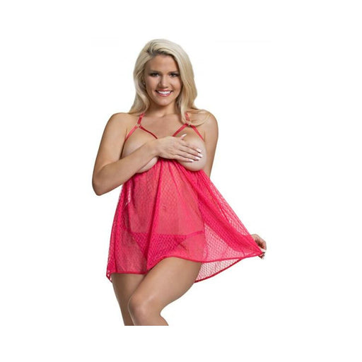 Ms Diamond Girl Cupless Babydoll Set Watermelon L/xl | cutebutkinky.com
