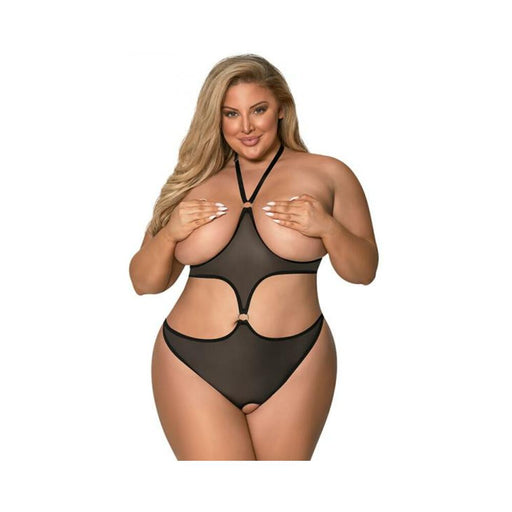 Magic Silk Sassy Cupless & Crotchless Teddy Black Queen | cutebutkinky.com