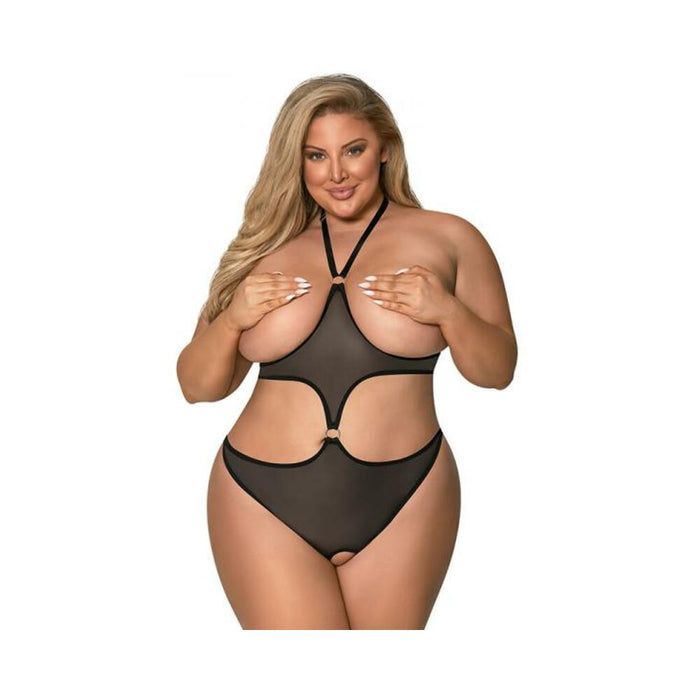 Magic Silk Sassy Cupless & Crotchless Teddy Black Queen | cutebutkinky.com