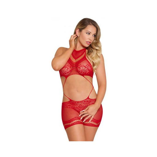 Magic Silk Seamless Crotchless Romper Red O/s | cutebutkinky.com
