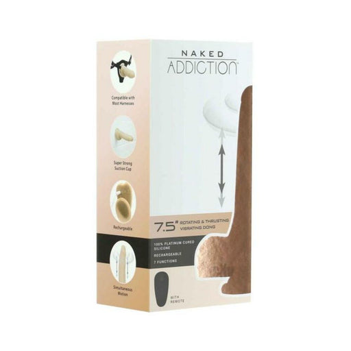 Naked Addiction The Freak Vibrating, Rotating, And Thrusting Dildo With Remote 7.5 In. Vanilla | cutebutkinky.com