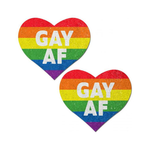 Pastease Glitter Rainbow Gay AF Hearts Pasties | cutebutkinky.com