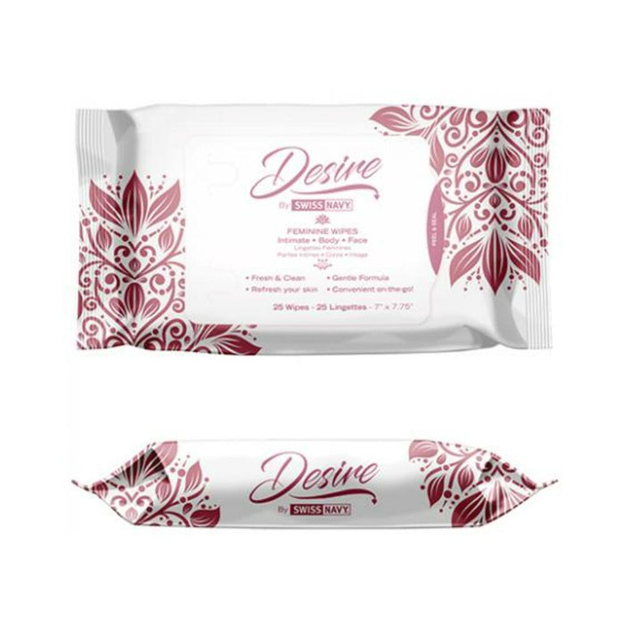 Swiss Navy Desire Unscented Feminine Wipes 25ct One Pack | cutebutkinky.com