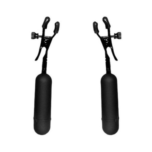 Cordless Vibrating Nipple Clamp Black Adjustable | cutebutkinky.com