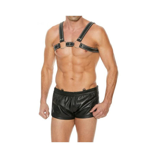 Premium Leather O-ring Zipper Series Bulldog Harness S/m Black | cutebutkinky.com