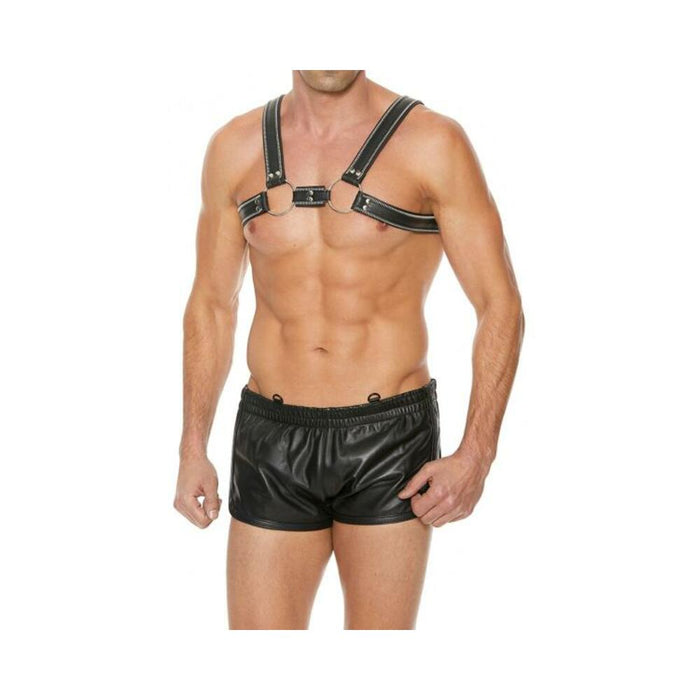 Premium Leather O-ring Zipper Series Bulldog Harness L/xl Black | cutebutkinky.com