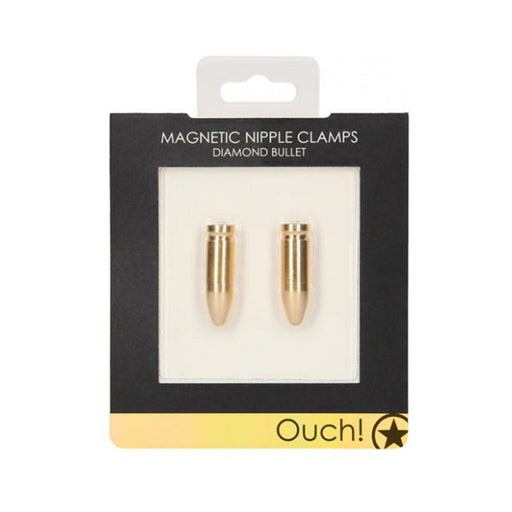 Ouch Magnetic Nipple Clamps - Diamond Bullet - Gold | cutebutkinky.com