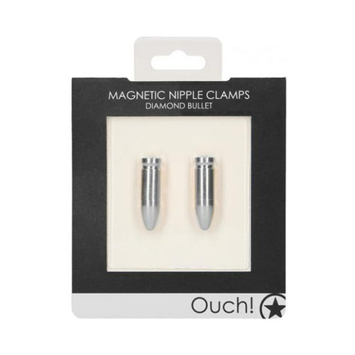 Ouch Magnetic Nipple Clamps - Diamond Bullet - Silver | cutebutkinky.com
